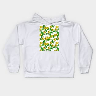 Yellow cherries on white Kids Hoodie